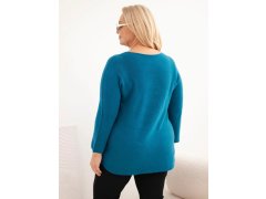Dámský svetr plus size s&nbsp;lodičkovým výstřihem námořní 2