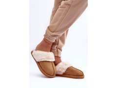 Dámské pantofle s&nbsp;kožešinou camel Pinky 1