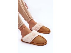 Dámské pantofle s&nbsp;kožešinou camel Pinky 3