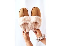 Dámské pantofle s&nbsp;kožešinou camel Pinky 4