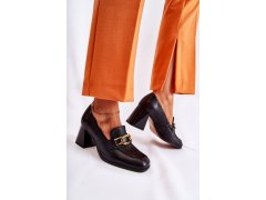 Kožené lodičky s řetízkem laura messi 2515 Black 3