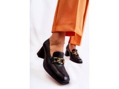 Kožené lodičky s řetízkem laura messi 2515 Black 7