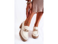 Kožené boty na sloupu se zlatým zdobením světle béžová Mikeyla 1