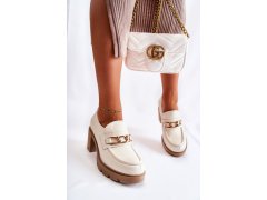 Kožené boty na sloupu se zlatým zdobením světle béžová Mikeyla 2