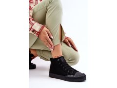 Dámské vysoké tenisky big star fabric ll274444 Černé 6