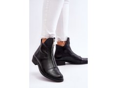 Kožené kozačky na zip nicole 2785/037 Černá 2