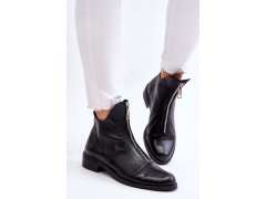 Kožené kozačky na zip nicole 2785/037 Černá 3