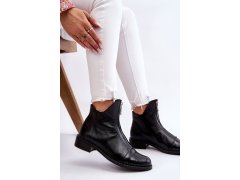 Kožené kozačky na zip nicole 2785/037 Černá 6