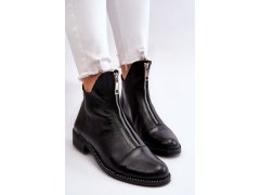 Kožené kozačky na zip nicole 2785/037 Černá 7