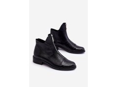 Kožené kozačky na zip nicole 2785/037 Černá 8