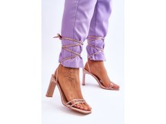 Elegantní vázané sandály s kamínky nude Nessy 2