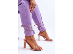 Elegantní vázané sandály s kamínky nude Nessy 5