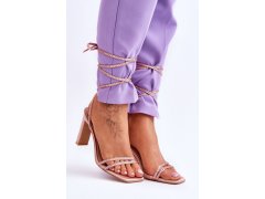 Elegantní vázané sandály s kamínky nude Nessy 7