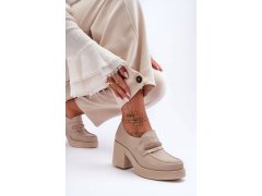 Kožené půlboty na sloupku s ozdobou bežové Gelanor 3
