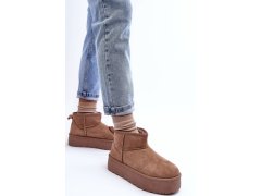 Kůže sněhové boty na platformě tmavě hnědé Corcoran 7
