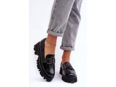 Dámské kůže polobotky loafersy s&nbsp;ozdobou černá Lyndani 2