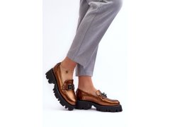 Dámské kožené polobotky loafersy s&nbsp;ozdobou zlatou Lyndani 3