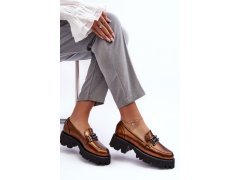 Dámské kožené polobotky loafersy s&nbsp;ozdobou zlatou Lyndani 8