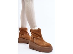 Kožené dámské boty na masivní podrážce camel zazoo 3424 1