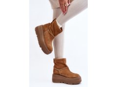 Kožené dámské boty na masivní podrážce camel zazoo 3424 2
