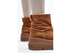 Kožené dámské boty na masivní podrážce camel zazoo 3424 3