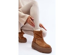 Kožené dámské boty na masivní podrážce camel zazoo 3424 4