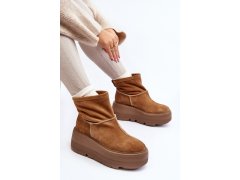 Kožené dámské boty na masivní podrážce camel zazoo 3424 5