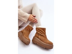 Kožené dámské boty na masivní podrážce camel zazoo 3424 6