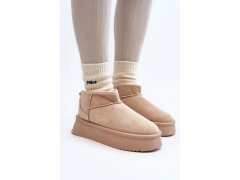Dámské sněhule na hrubé podrážce beige Caliksa 3