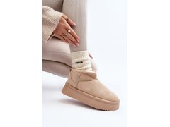 Dámské sněhule na hrubé podrážce beige Caliksa 4