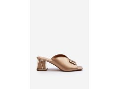 Elegantní dámské sandály na podpatku laura messi 2771 zlaté 7