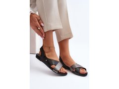 Zazoo 40141 kožené sandály na suchý zips Černé 1