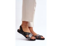 Zazoo 40141 kožené sandály na suchý zips Černé 2