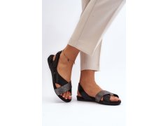 Zazoo 40141 kožené sandály na suchý zips Černé 3