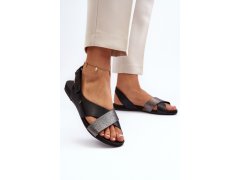 Zazoo 40141 kožené sandály na suchý zips Černé 5