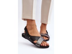 Zazoo 40141 kožené sandály na suchý zips Černé 6