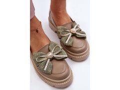 Dámské kožené mokasíny s&nbsp;mašlí laura messi 2787 Beige 2