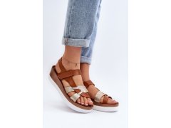 Zazoo 40397 dámské kožené sandály na platformě Hnědé 2