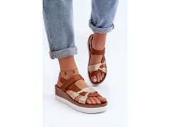 Zazoo 40397 dámské kožené sandály na platformě Hnědé 5