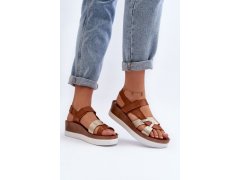 Zazoo 40397 dámské kožené sandály na platformě Hnědé 8