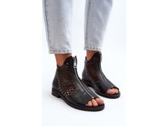 Zazoo 977/l kožené vyšívané sandály na zip 7