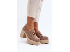 Zazoo 20170 dámské semišové polobotky na podpatku Beige 2