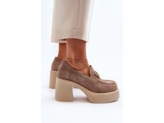 Zazoo 20170 dámské semišové polobotky na podpatku Beige 7