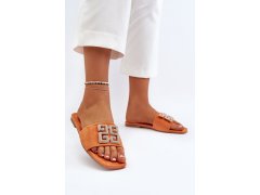 Dámské sandály na ploché podrážce s&nbsp;oranžovým zdobením Inaile 2
