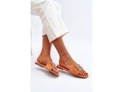 Dámské sandály na ploché podrážce s&nbsp;oranžovým zdobením Inaile 7