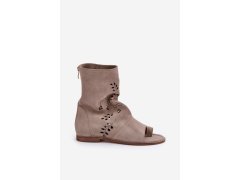 Zazoo 3437 dámské semišové sandály s&nbsp;hřebínkem na zip Beige 2