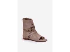 Zazoo 3437 dámské semišové sandály s&nbsp;hřebínkem na zip Beige 3