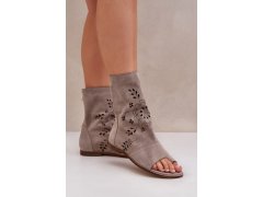 Zazoo 3437 dámské semišové sandály s&nbsp;hřebínkem na zip Beige 6