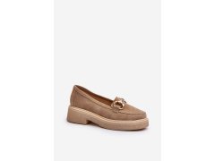 Zazoo 3429 semišové dámské mokasíny s ozdobou Beige 1
