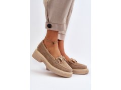 Zazoo 3429 semišové dámské mokasíny s ozdobou Beige 2